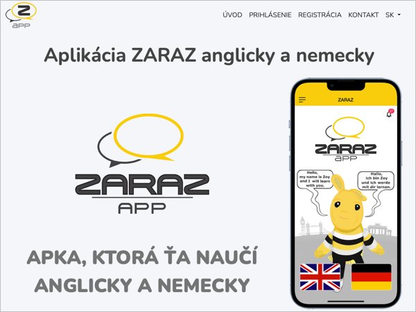 Webová stránka ZARAZAPP